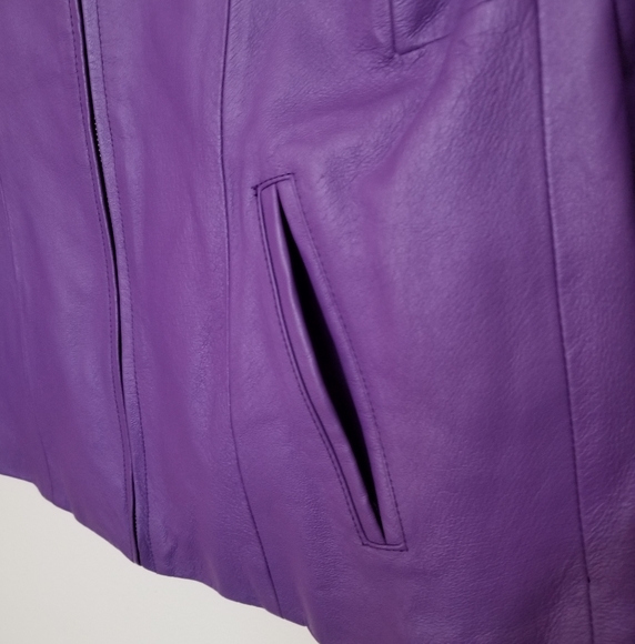 Vintage LA-ROSE Purple Leather Zip Up Jacket Size Small - Picture 5 of 16